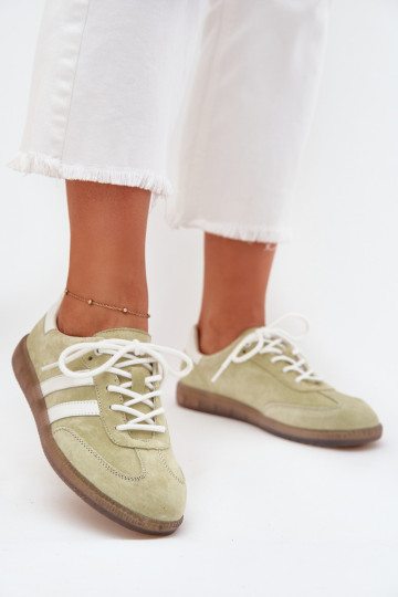 Laag Leer Sneakers model schoenen Dames Limoen Ismina
