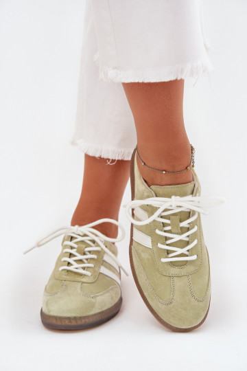 Laag Leer Sneakers model schoenen Dames Limoen Ismina 2