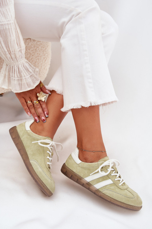 Laag Leer Sneakers model schoenen Dames Limoen Ismina