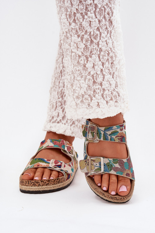 Gemustert Damenhausschuhe mit einer Plattform mit Schnallen Lee Cooper LCIN-25-35-3480L Verschiedene Farben