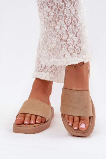 Damenhausschuhe mit einer Plattform Z aus Öko-INildlederu Beige Jorina 2