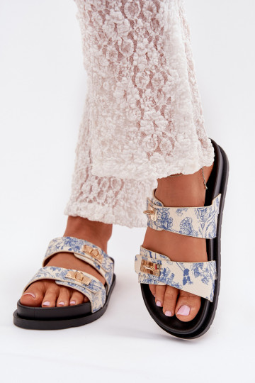 À motifs Pantoufles pour femmes avec une plateforme couleur bleue Sorina