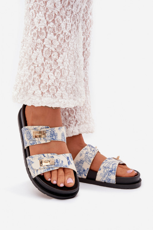 À motifs Pantoufles pour femmes avec une plateforme couleur bleue Sorina