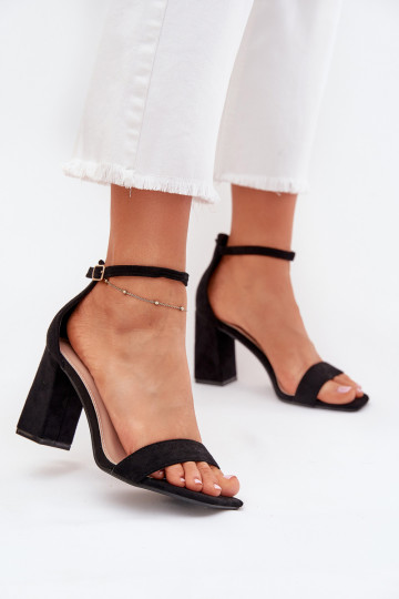 Dames hoge hak sandalen van eco-suède, zwarte Elirae