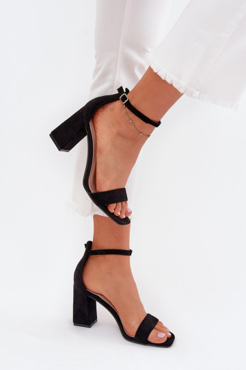 Dames hoge hak sandalen van eco-suède, zwarte Elirae 2