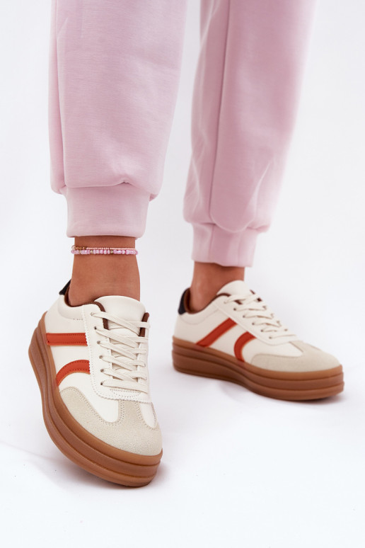 Sneakers Stilvollllschuhe Feminin mit einer Plattform Beige Tolianna
