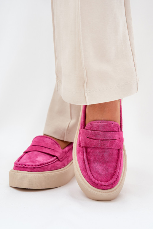 Vrouwen mocassins van suede met platform Vinceza 79535 roze kleur