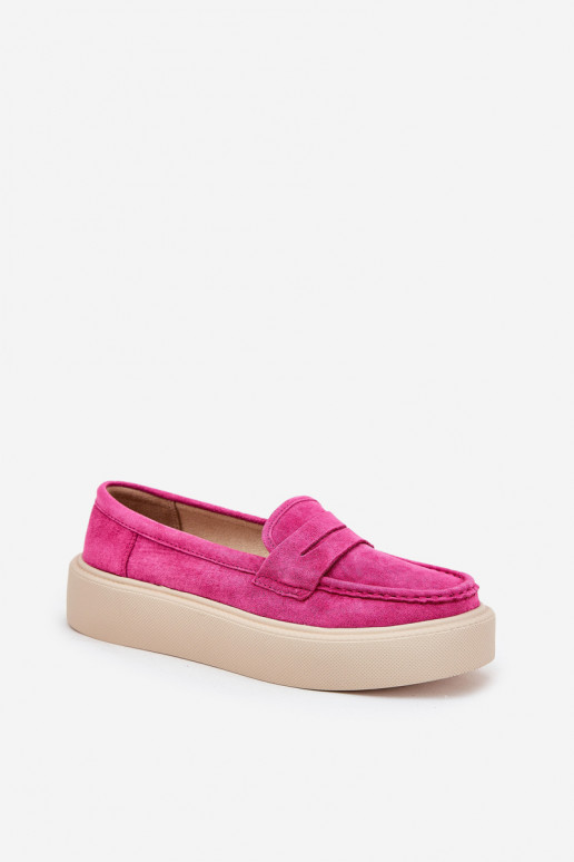 Vrouwen mocassins van suede met platform Vinceza 79535 roze kleur