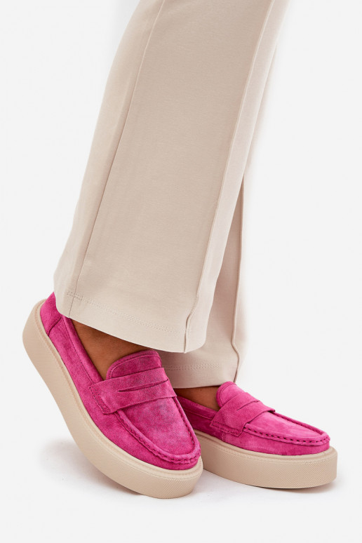 Vrouwen mocassins van suede met platform Vinceza 79535 roze kleur
