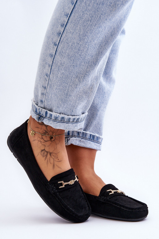 Féminin Mocassins classiques en daim couleur noire Corinell