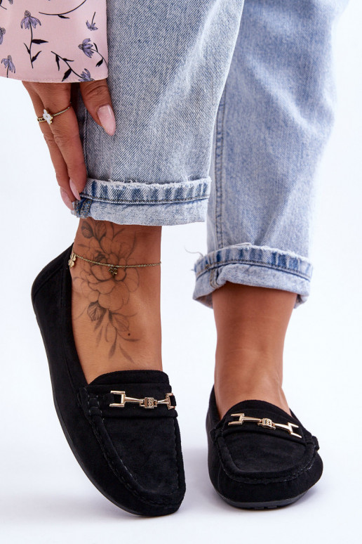 Féminin Mocassins classiques en daim couleur noire Corinell