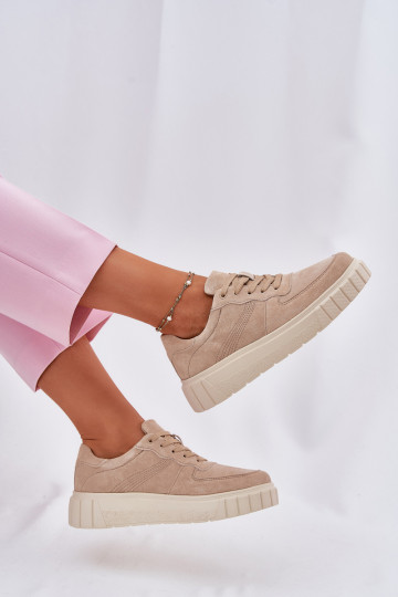 en daim Chaussures modèle baskets Féminin avec une plateforme beige RilÀena