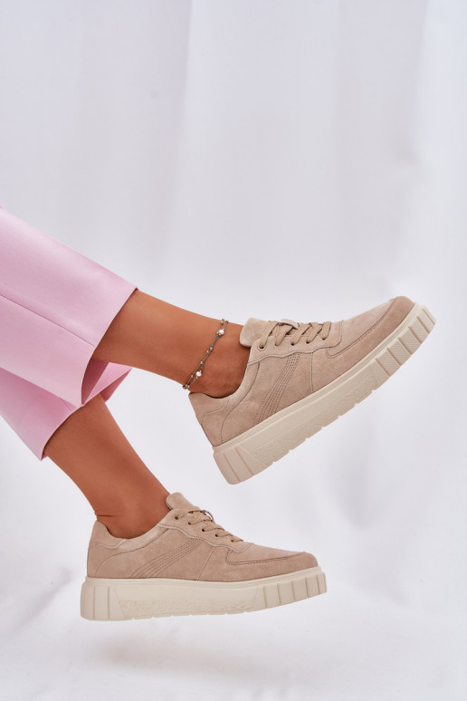 en daim Chaussures modèle baskets Féminin avec une plateforme beige RilÀena