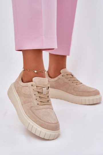 en daim Chaussures modèle baskets Féminin avec une plateforme beige RilÀena 2