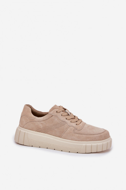 aus INildleder Sneakers Stilvollllschuhe Feminin mit einer Plattform Beige RilZuena