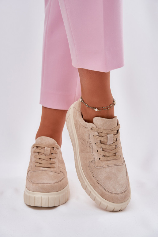 van suède Sneakers model schoenen Dames met platform beige RilInena