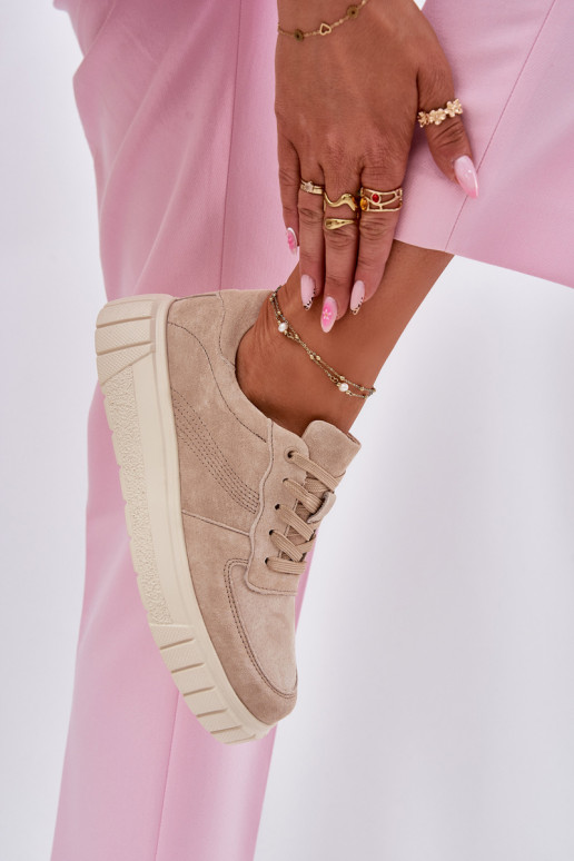 van suède Sneakers model schoenen Dames met platform beige RilInena