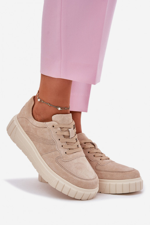 en daim Chaussures modèle baskets Féminin avec une plateforme beige RilÀena