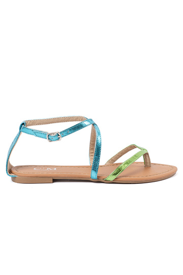 gleichschenklig Sandalen z zielono Blaumi paseczkami 2
