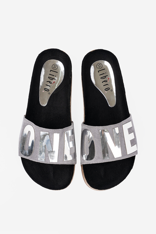 Hausschuhe z metallischm naDruckeniem ONE