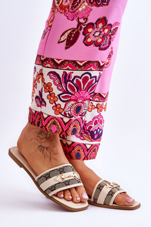 Klassische flache Hausschuhe Beige Es mussrlene