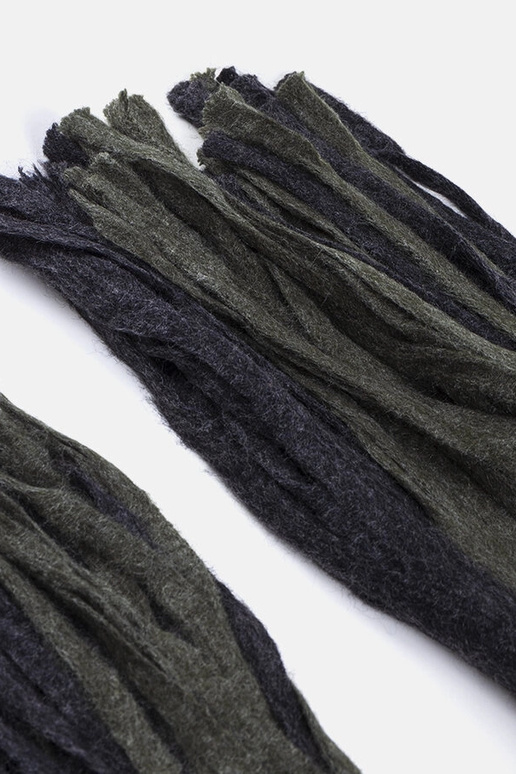 Groen-grijze sjaal met franjes Lana Groen-grijze sjaal met franjes Lana