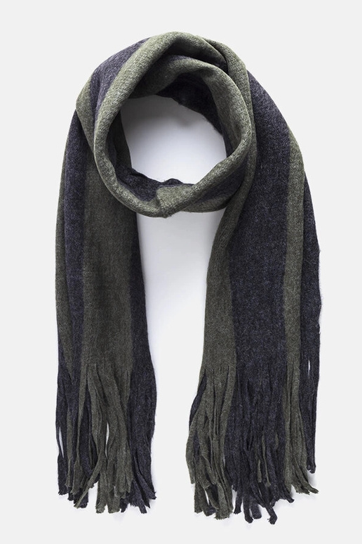 Grün-grauer Schal mit Fransen Lana Grün-grauer Schal mit Fransen Lana