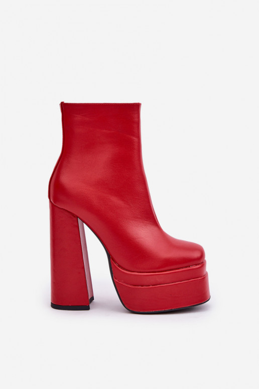 Bottes avec une plateforme I Enregistrer réchauffer couleur rouge Selahra