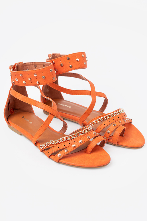 orange Farbe Sandalen boho mit Nieten orange Farbe Sandalen boho mit Nieten