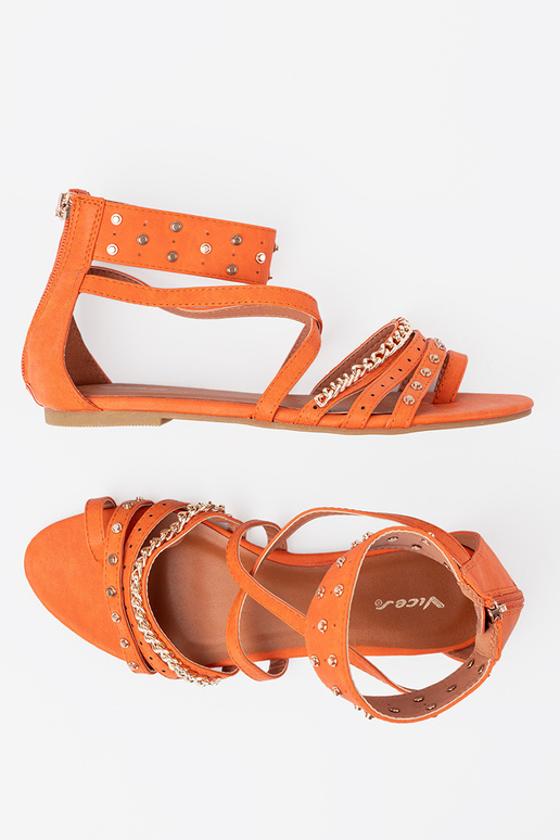 orange Farbe Sandalen boho mit Nieten orange Farbe Sandalen boho mit Nieten