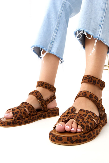 Panteros-Muster Sandalen mit Knöchelverschluss Maimuna