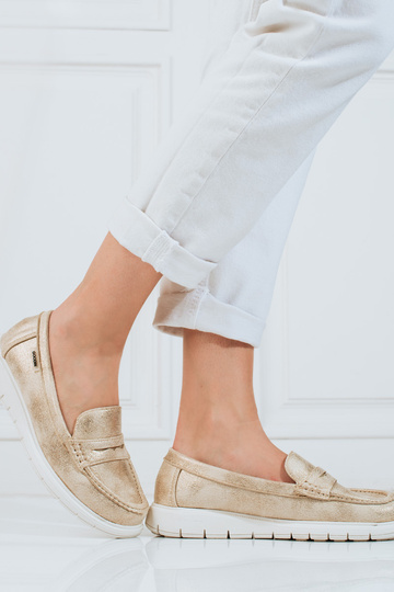 Mocassins pour femmes doré avec une semelle flexible 2