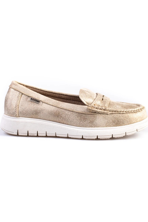 Dames mocassins gouden met flexibele zool