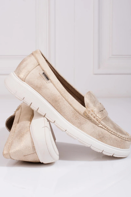 Mocassins pour femmes doré avec une semelle flexible
