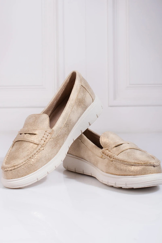 Mocassins pour femmes doré avec une semelle flexible