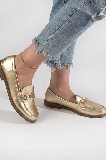 goldene Farbe stilvoll Mokassins für Damen