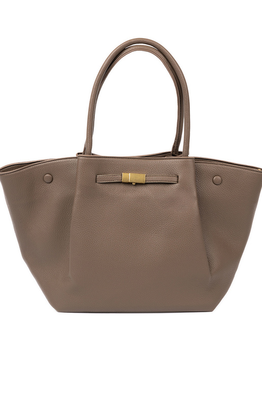 Handtasche/Tasche shopper taupe mit Verschluss
