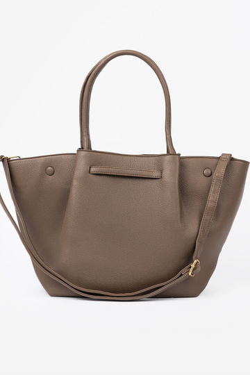 Sac à main/sac shopper taupe avec fermoir
