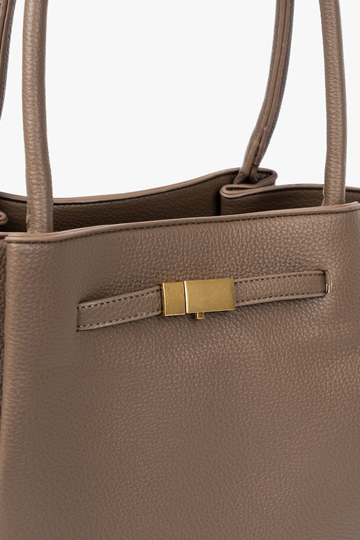Handtas/tas shopper taupe met sluiting