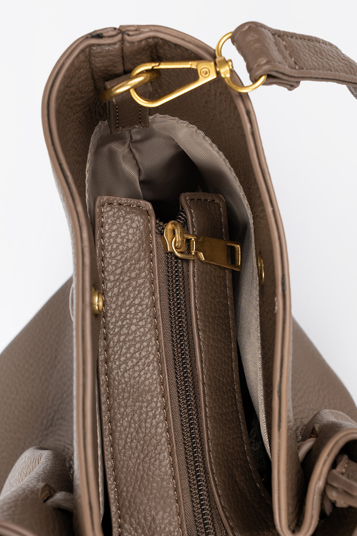 Handtasche/Tasche shopper taupe mit Verschluss