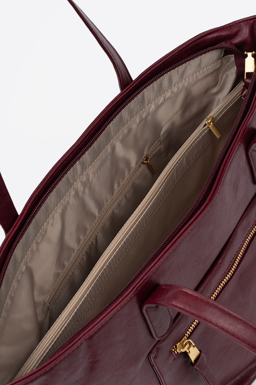 Burgund Handtasche ze goldenmi elementami