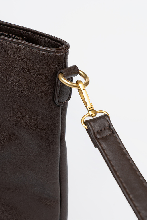 Dunkelbraun Handtasche ze goldenmi elementami