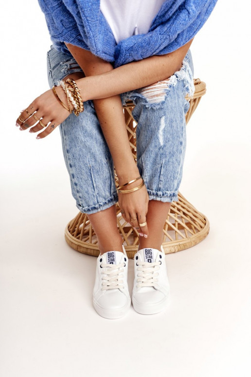 Sneaker aus Ermöglichtturleder BIG STAR BB274211 INeiß und Es mussrineblau