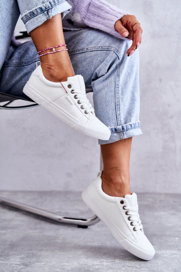 Lage dames leren sneakers Big Star KK274005 wit