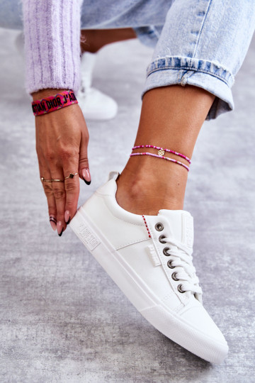 Baskets basses en cuir pour femmes Big Star KK274005 de couleur blanche 2