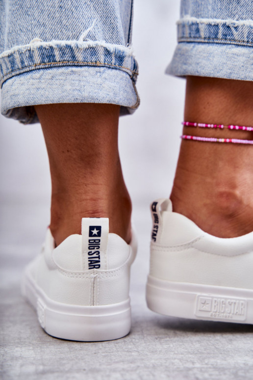 Faible Baskets en cuir pour femme Big Star KK274005 couleur blanche