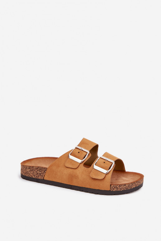 Pantoufles pour femmes avec une plateforme avec boucles marron Livara Pantoufles pour femmes avec une plateforme avec boucles marron Livara