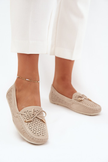 mocassins pour femmes avec des éléments ajourés I DANSiązaniem beige Mirisa 2