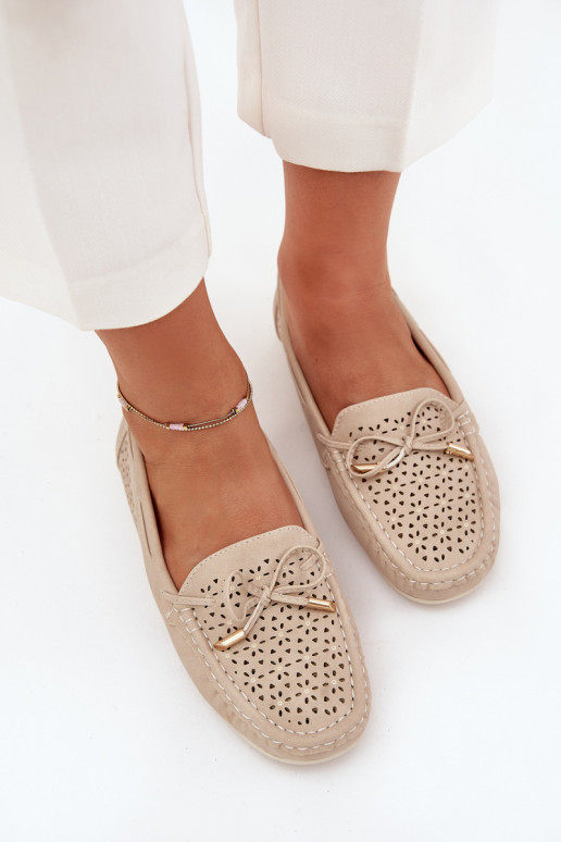 mocassins pour femmes avec des éléments ajourés I DANSiązaniem beige Mirisa mocassins pour femmes avec des éléments ajourés I DANSiązaniem beige Mirisa