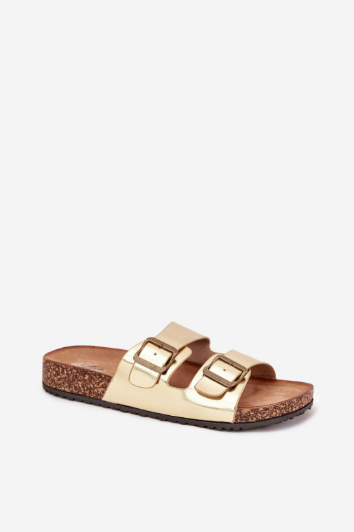 Dames Slippers met platform met gespen gouden kleur Vesina Dames Slippers met platform met gespen gouden kleur Vesina